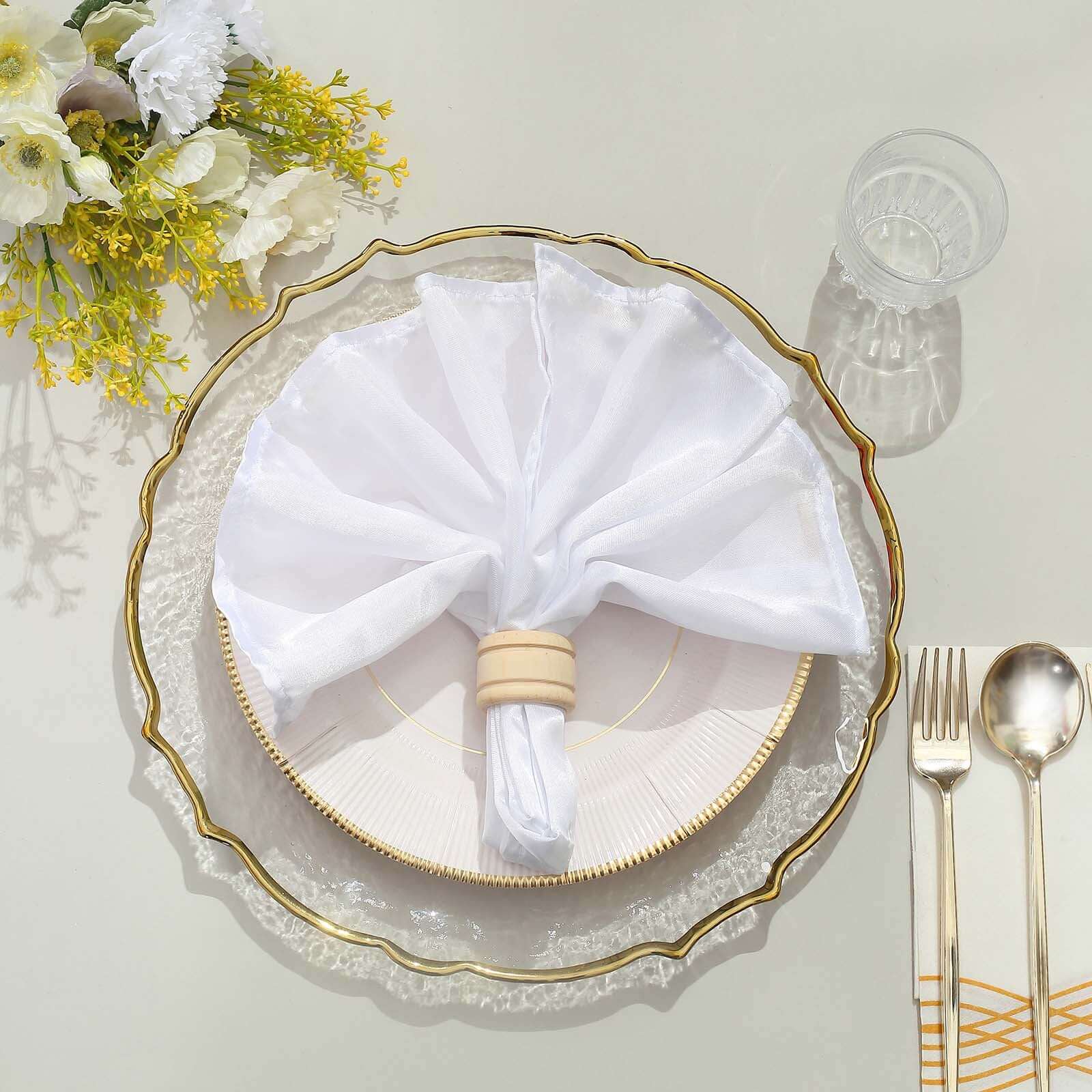 8-Pack Glass Charger Plates 13" Round Clear Gold Sunflower Scalloped Rim - Decorative Dinner Chargers - Image 7